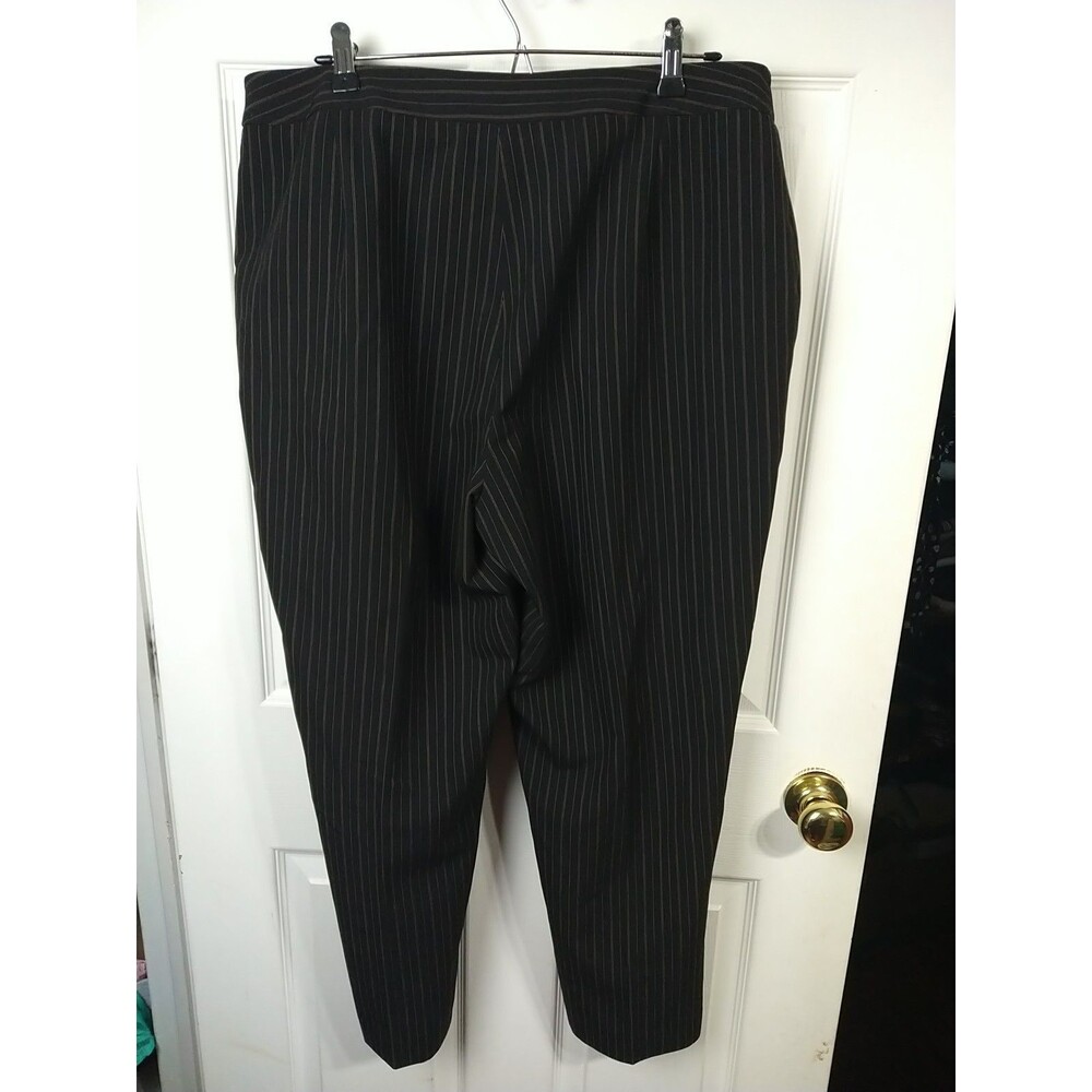 Herman Geist Woman 16 Dress Pants Black Gold Pinstriped Flat Front Trousers - Picture 9 of 9